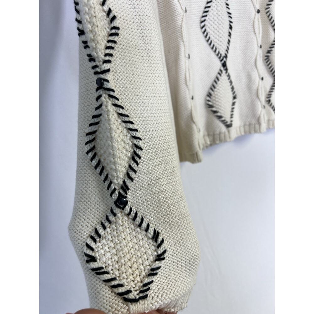INDIGENOUS Peru Organic Cotton Cable Knit Pullover Sweater Ivory Women’s L - Picture 7 of 11